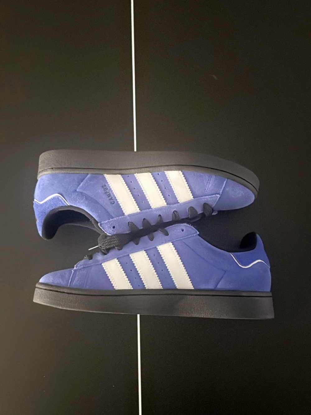 adidas Men’s Blue Suede Sneakers with White Stripes